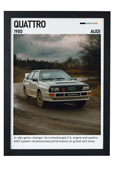 gxe.art Audi Quattro drveni poster sa okvirom – dizajn legende relija