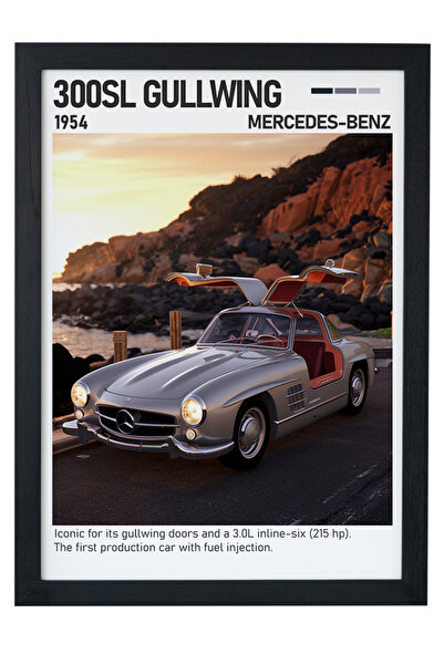 gxe.art Mercedes 300SL Gullwing Slika na drvenom posteru - Klasična legenda