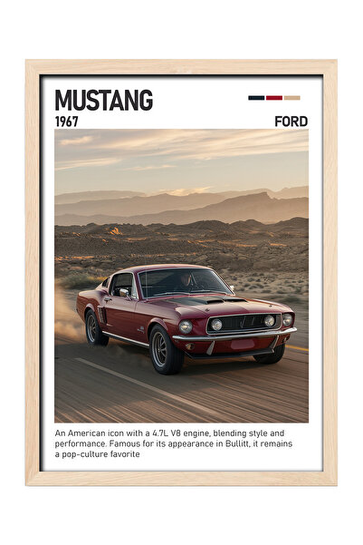 gxe.art Pictură cu poster cu cadru din lemn Ford Mustang – Legendă a mașinii ...