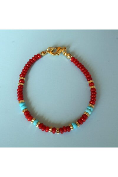 B Design jewelry Ada Mercan ve Turkuaz Taşı Bileklik