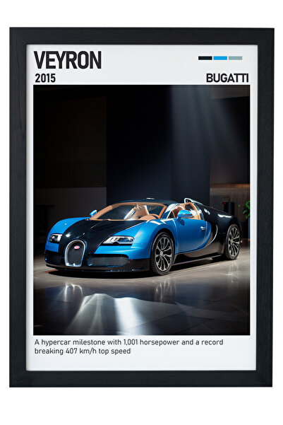 gxe.art Bugatti Veyron drveni poster sa okvirom – Super sportski dizajn