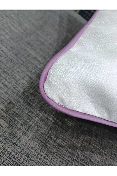 Joy Home Russian Mikado fabric decorative cushion with a purple outer frame