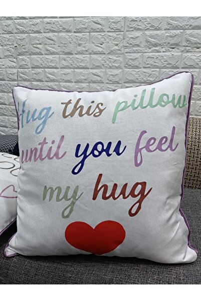 Joy Home Russian Mikado fabric decorative cushion with a purple outer frame