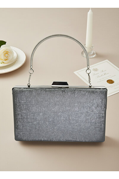 Biçanta Anthracite Grey Platinum Color Matte Anti-Scratch Leather Metal Handle Wedding Engagement Graduation