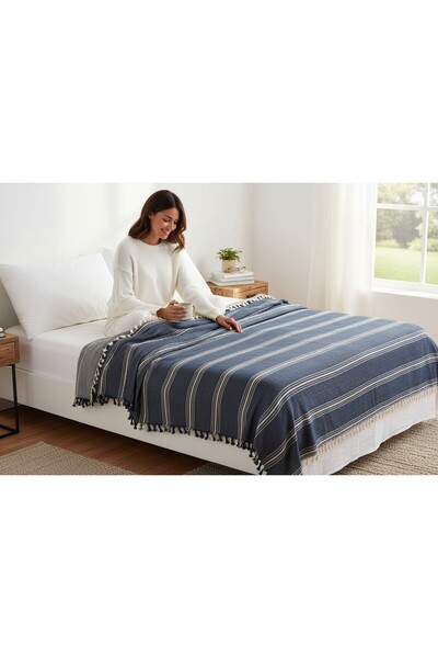 TECHTACT بطانية مزدوجة من القطن الطبيعي 100% مقاس 200×320 سم – ناعمة الملمس، ...