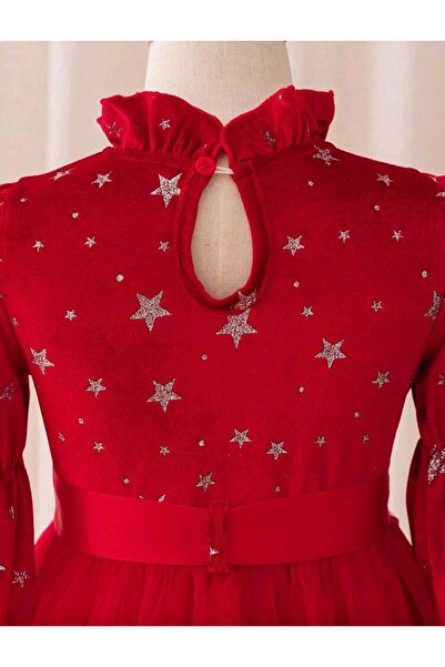 OEM Red dress with silver stars, 6 years, 116 cm