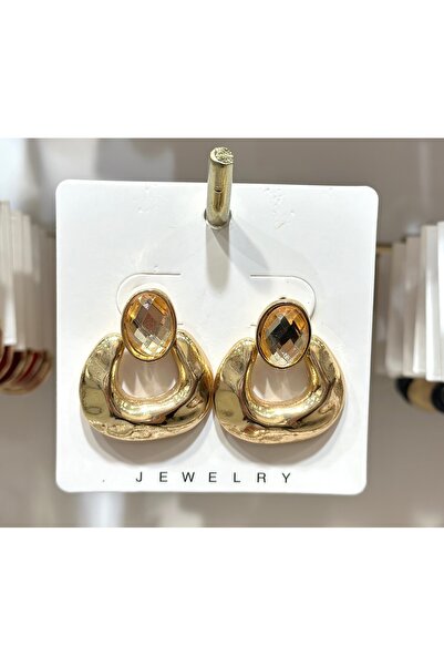 JEWELRY أقراط من الفولاذ الذهبي طراز ZRA
