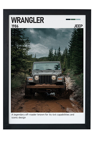 gxe.art Pictură cu poster cu cadru din lemn Jeep Wrangler – Libertatea off-road