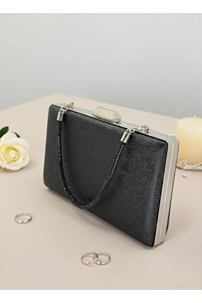 Biçanta Black Color Matte Anti-Scratch Leather Stone Handle Wedding Engagement Graduation