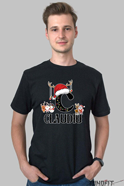 GILDAN Tricou Craciun Claudiu Litera C Cu Reni Si Mosul Barbat