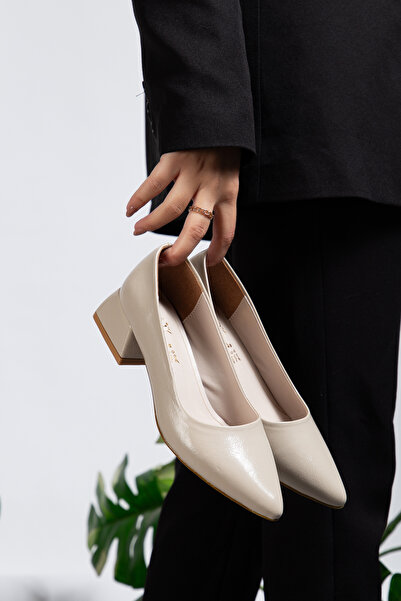 ZSHOES Pantofi cu toc ușor pentru femei, din piele lacuită cu model (material...