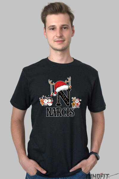 GILDAN Tricou Craciun Narcis Litera N Cu Reni Si Mosul Barbat