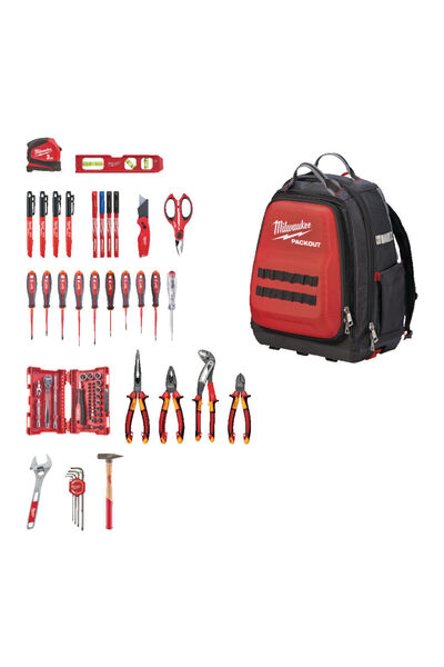 Milwaukee Electric Tool Packout (Ghiozdan) Setul electrianului 76buc