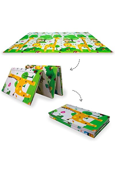 DELT Katlanabilir Çift taraflı Çocuk Bebek Oyun Matı Oyun Aktivite Halısı - 150x200x1 cm (ÇANTALI)