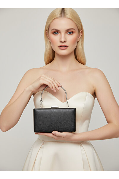 Biçanta Black Color Matte Anti-Scratch Leather Metal Handle Wedding Engagement Graduation