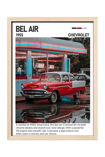gxe.art Chevrolet Bel Air drveni okvirni poster slika – Klasičan američki dizajn