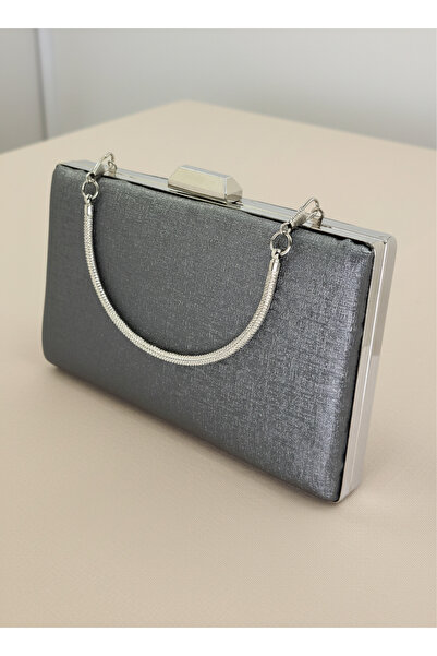 Biçanta Anthracite Grey Platinum Color Matte Anti-Scratch Leather Metal Handle Wedding Engagement Graduation