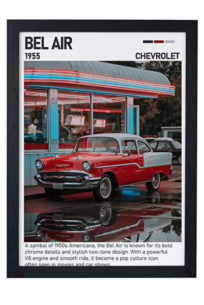 gxe.art Chevrolet Bel Air drveni okvirni poster slika – Klasičan američki dizajn