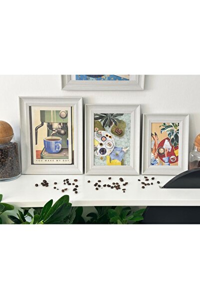 aden glass Ahşap Çerçeve 3’Lü Dekoratif Set – Salon Duvar Dekoru – Vintage Kahve