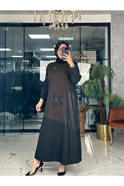 Zümra Tesettür Moda Pınar Elbise Kahverengi