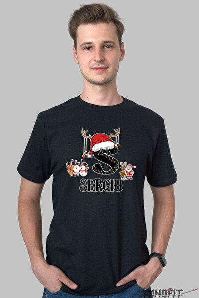 GILDAN Tricou Craciun Sergiu Litera S Cu Reni Si Mosul Barbat