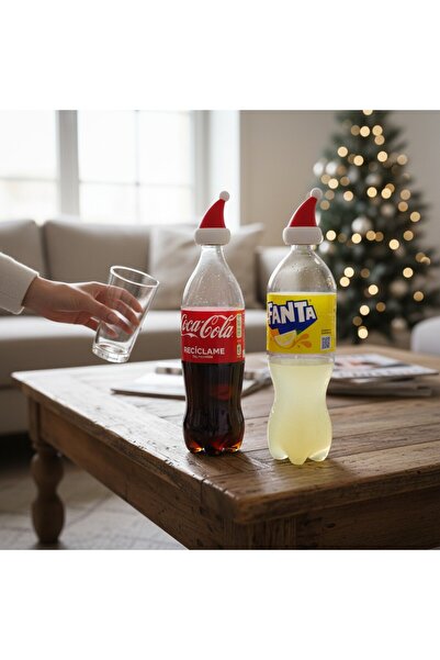 Lades Noel Baba Şapkası içecekler için kapak