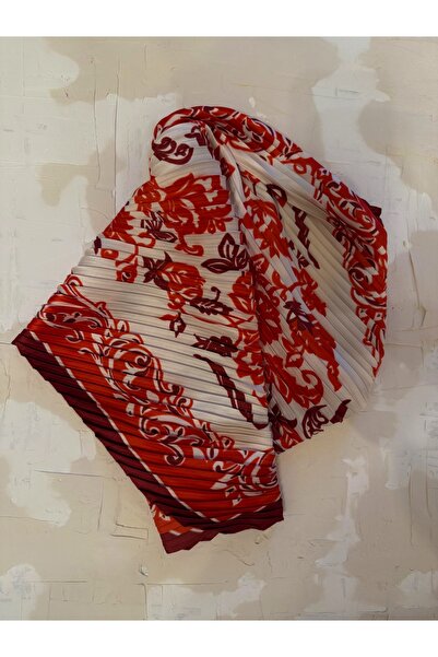 Junsui Accessories Red Patterned Scarf