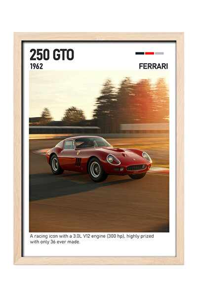 gxe.art Pictură cu poster cu rama din lemn Ferrari 250 GTO – Cel mai prețios ...
