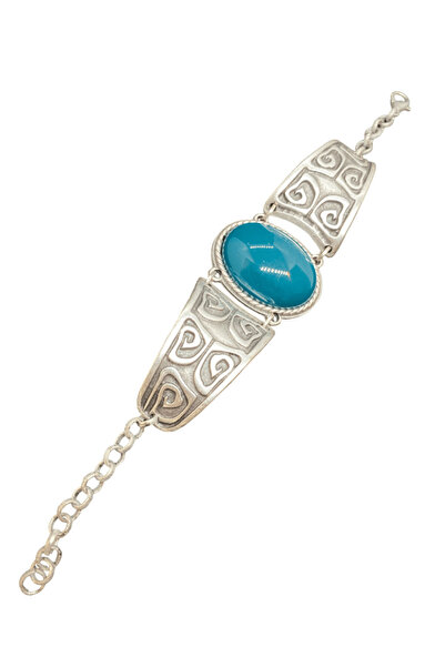 FM سوار مجوهرات عتيق الطراز مصنوع من الحجر الأزرق الأنيق - أناقة عتيقة وتصميم...