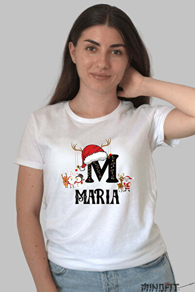 GILDAN Tricou Craciun Maria Litera M Cu Reni Si Mosul Femeie