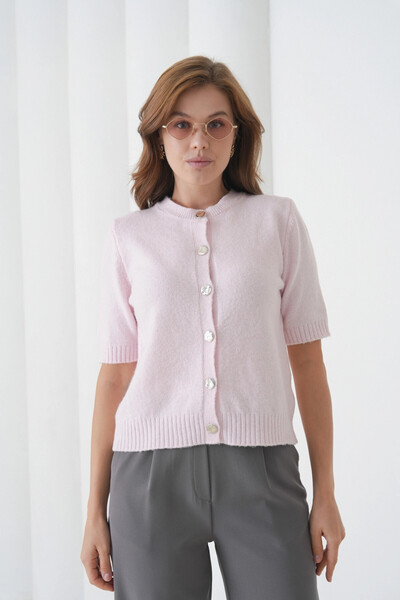 Park Karon Women's Crew Neck Button Closure Wool Blend Glitter Knit Sweater 8643Sw