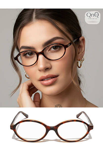 QnQ Elips Kahverengi Mavi Işık Korumalı Gözlük