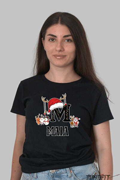 GILDAN Tricou Craciun Maia Litera M Cu Reni Si Mosul Femeie