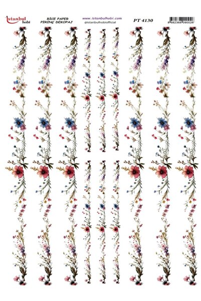 İstanbul Hobi ورق ديكور نحاسي 30×42 سم PT-4130 زهرة الحدود