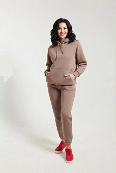 fh fashionhere Women's Hooded Kangaroo Pocket 3 Thread Fleece Inside Soft Tracksuit Set