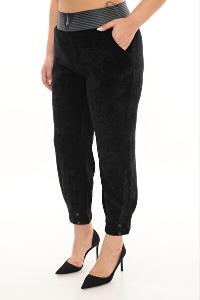 ZANESSI Plus Size Corded Fabric Velvet Mom Elastic High Waist Women's Trouser...