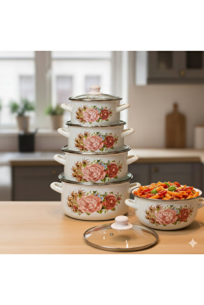 Generic A set of cookware decorated with elegant designs in several sizes