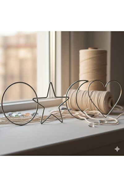 CASA NESTİ Kalp ay yıldız çember set 4 lü set düş hayal rüya kapanı kasnak