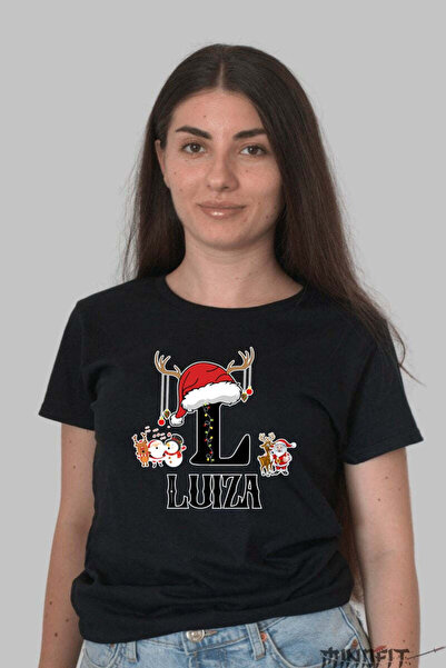 GILDAN Tricou Craciun Luiza Litera L Cu Reni Si Mosul Femeie