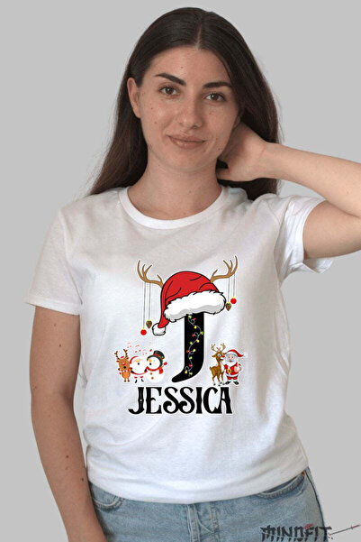 GILDAN Tricou Craciun Jessica Litera J Cu Reni Si Mosul Femeie