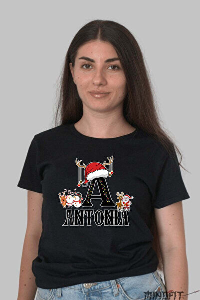 GILDAN Tricou Craciun Antonia Litera A Cu Reni Si Mosul Femeie