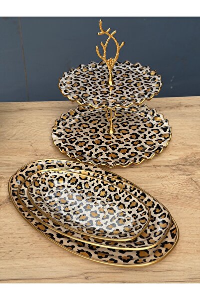 Hediye Köşkü 4-Piece Luxury Leopard Pattern Presentation Set