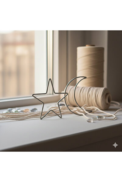 CASA NESTİ Ramazan süsü 3 aylar Ay yıldız 2 li sat 25 cm kasnak metal düş rüy...