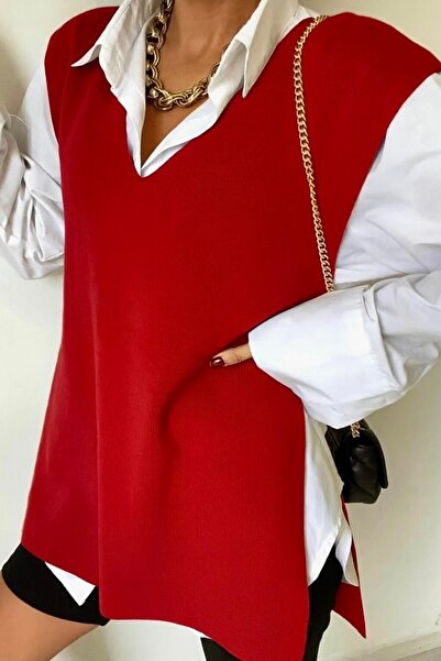 favoristore Women's V-Neck Belted Sweater