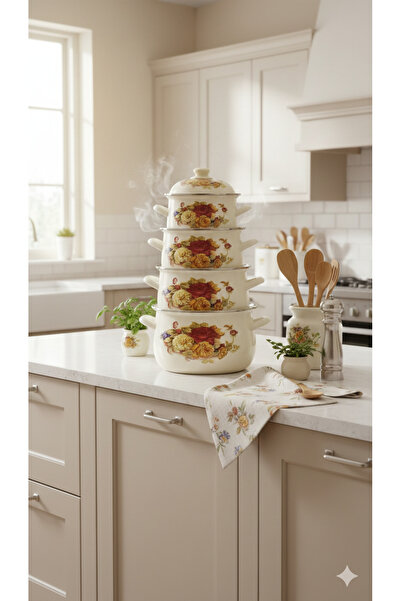 Generic A set of cookware decorated with elegant designs in several sizes