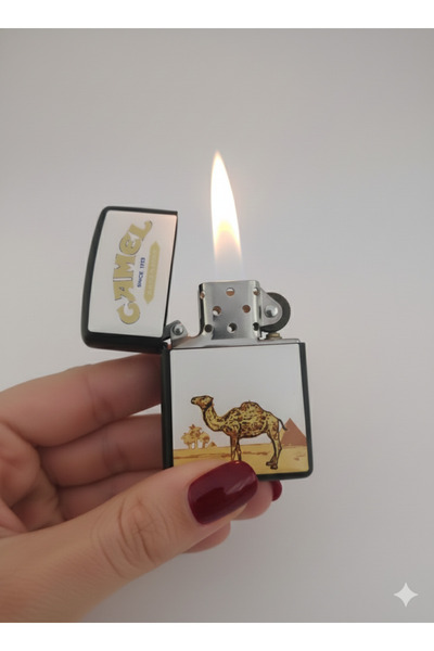 ASYA GIFTS Camel Baskılı Metal Benzinli Çakmak