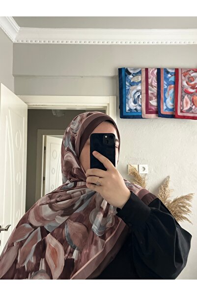 BOUTİCON Brown Soft Batik Rose Shawl