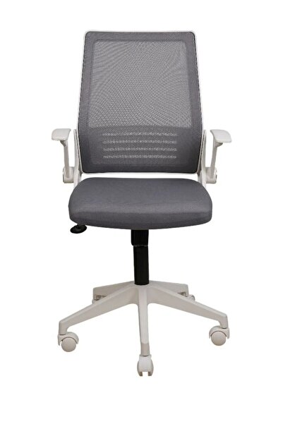 VİZYON SEPET Fileli Çalışma Sandalyesi Kollu Ofis Koltuğu Büro Bilgisayar Çalışma Koltuğu GRİ