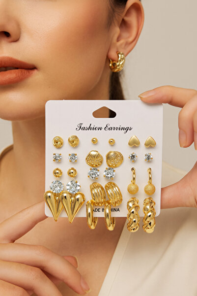 MRK Women's 30-Piece Combination Hoop Earrings Pearl 15 Pairs Set Multiple Earrings