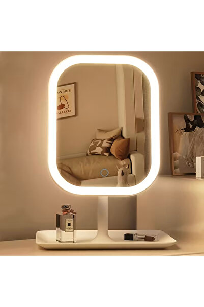 Berina home 3 Mod LED Işıklı Makyaj Aynası USB Şarjlı Dikdörtgen Masa Üstü Ma...